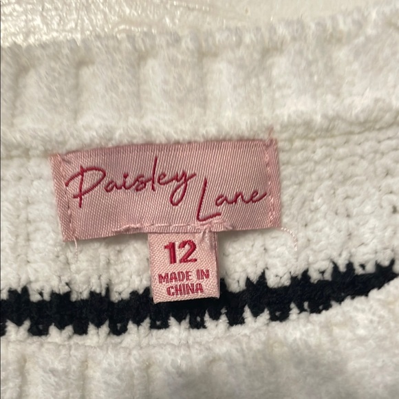 Black and White Striped Crew Neck Sweater with Ribbed Texture - Picture 2 of 4